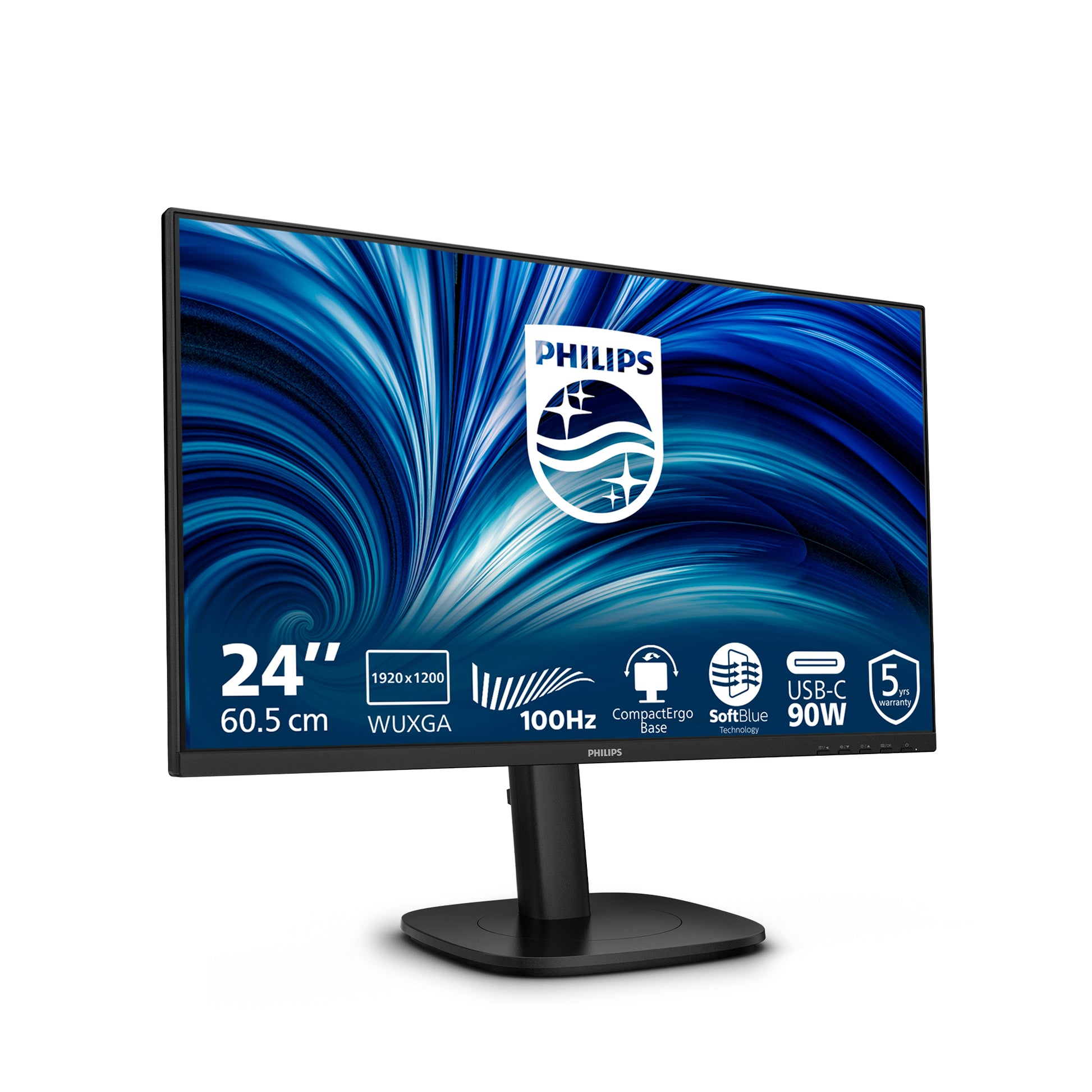 Philips 24B2U3301D/00 – Monitor, 24", IPS, 100 Hz, USB-Hub, Lautsprecher, höhenverstellbar, Schwarz