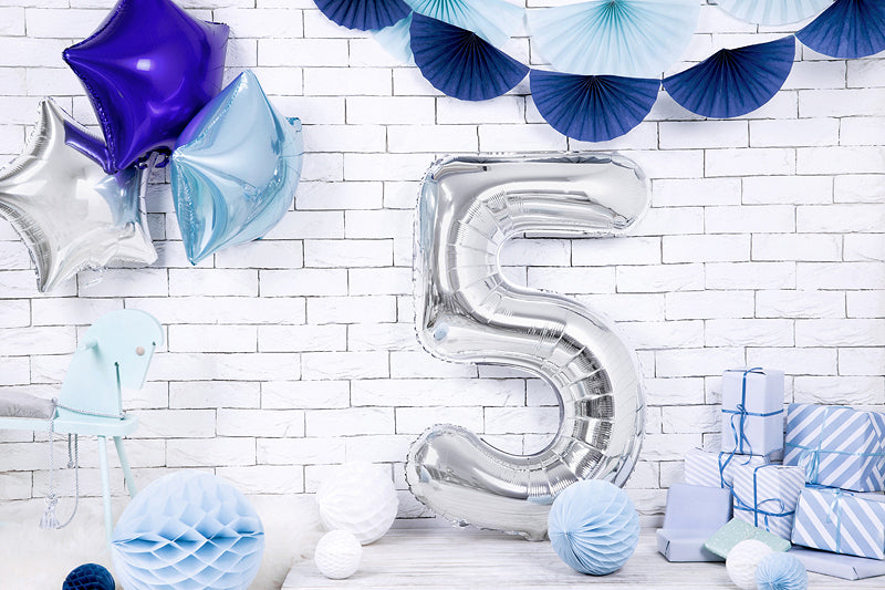 PartyDeco Folienballon Zahl 5 – Silber – 86 cm – 1 Stk