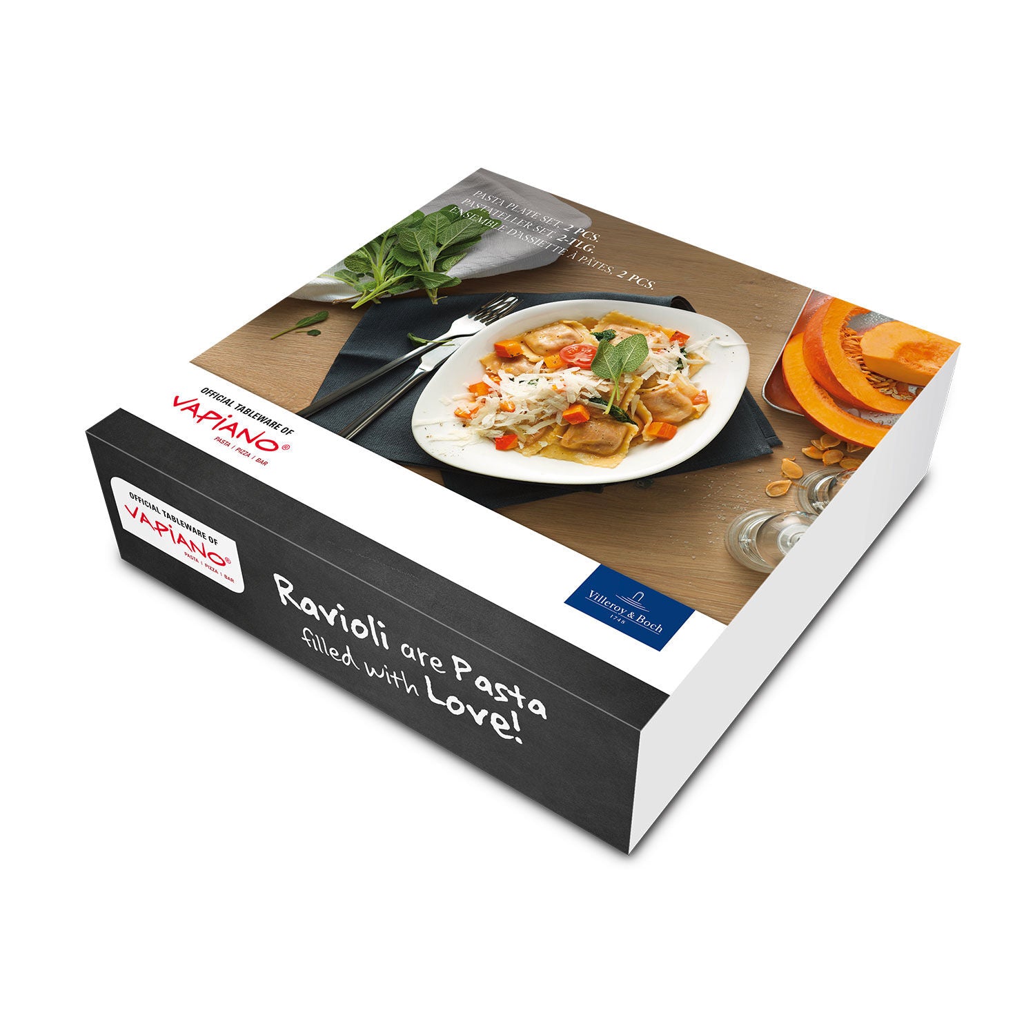 Villeroy & Boch Pastateller – 2er Set, 440 ml, 21 × 26 × 4,8 cm, Porzellan, spülmaschinenfest