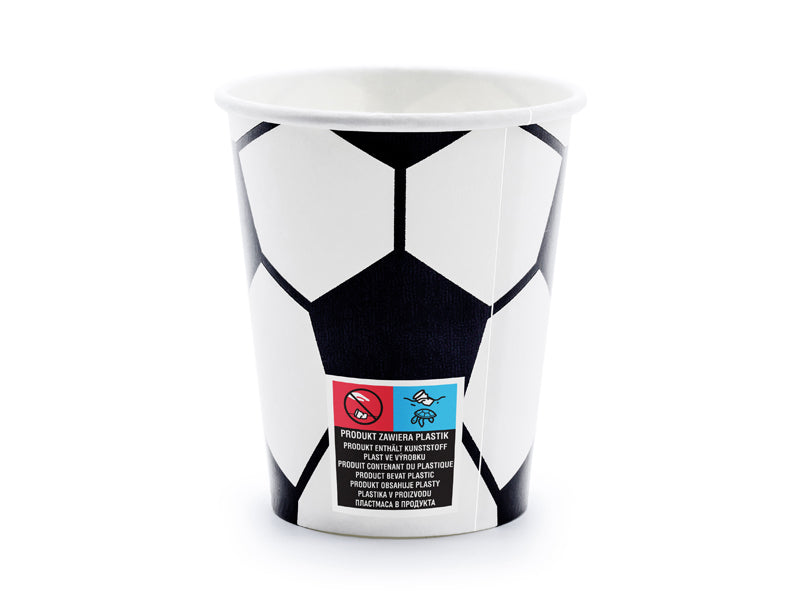 PartyDeco Trinkbecher, Papier/Karton – 2,6 dl, Schwarz/Weiss – 6 Stk.
