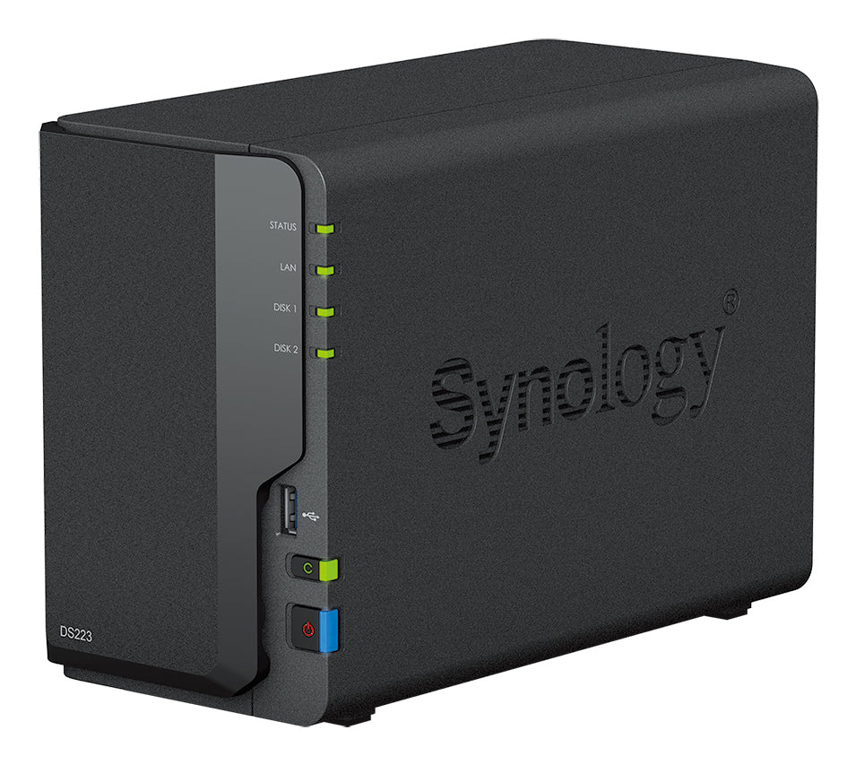 Synology DS223 – 2-Bay Desktop NAS – Realtek RTD1619B, 2 GB RAM, für 2,5"/3,5" HDD/SSD, SATA