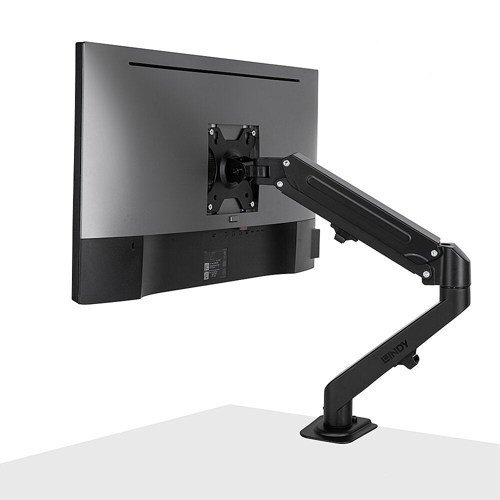 Lindy 40707 – Tischhalterung, bis 27", VESA 75 × 75/100 × 100 mm, 9 kg, neigbar, drehbar, Pivot, schwarz