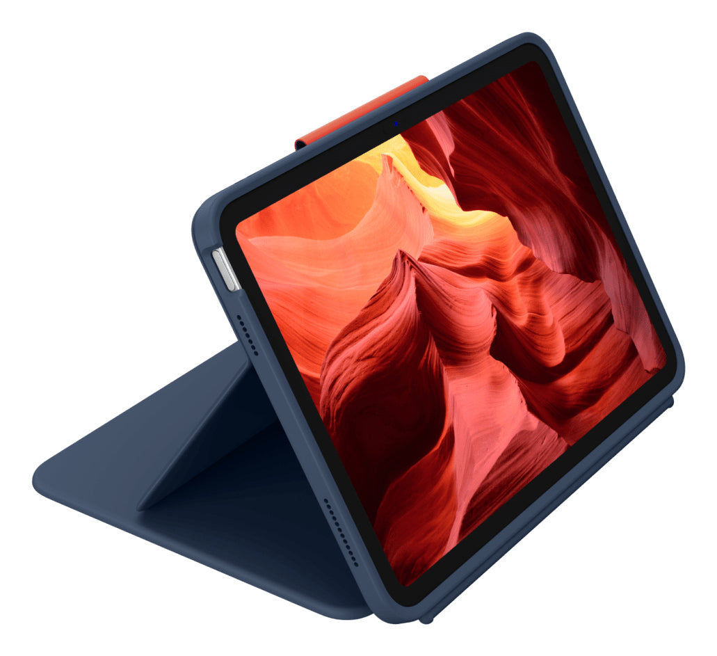 Logitech Rugged Combo 4 Touch – Tastatur, IT-Layout (IT), Blau – für iPad (10. Generation)