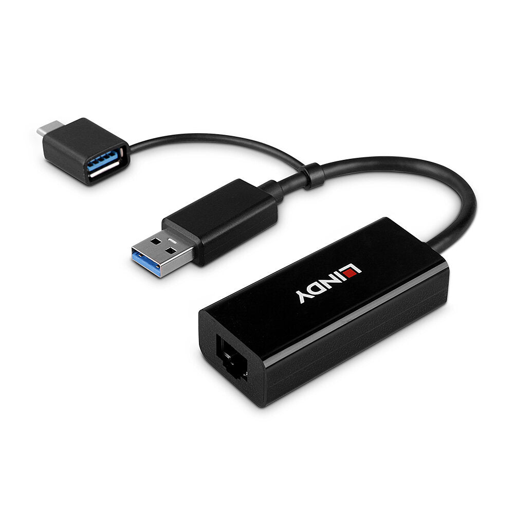 Lindy 43412 Netzwerkadapter USB zu RJ-45 – 1 Gbit/s, 1× RJ-45, USB 3.2 Gen 1 (5 Gbit/s) – Schwarz