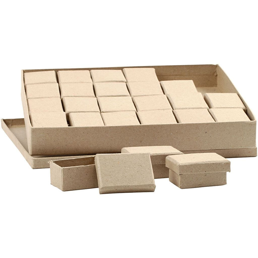 Creativ Company Aufbewahrungsbox – 70 × 50 × 35 mm, Papier, mit Deckel, natur – 24 Stk.