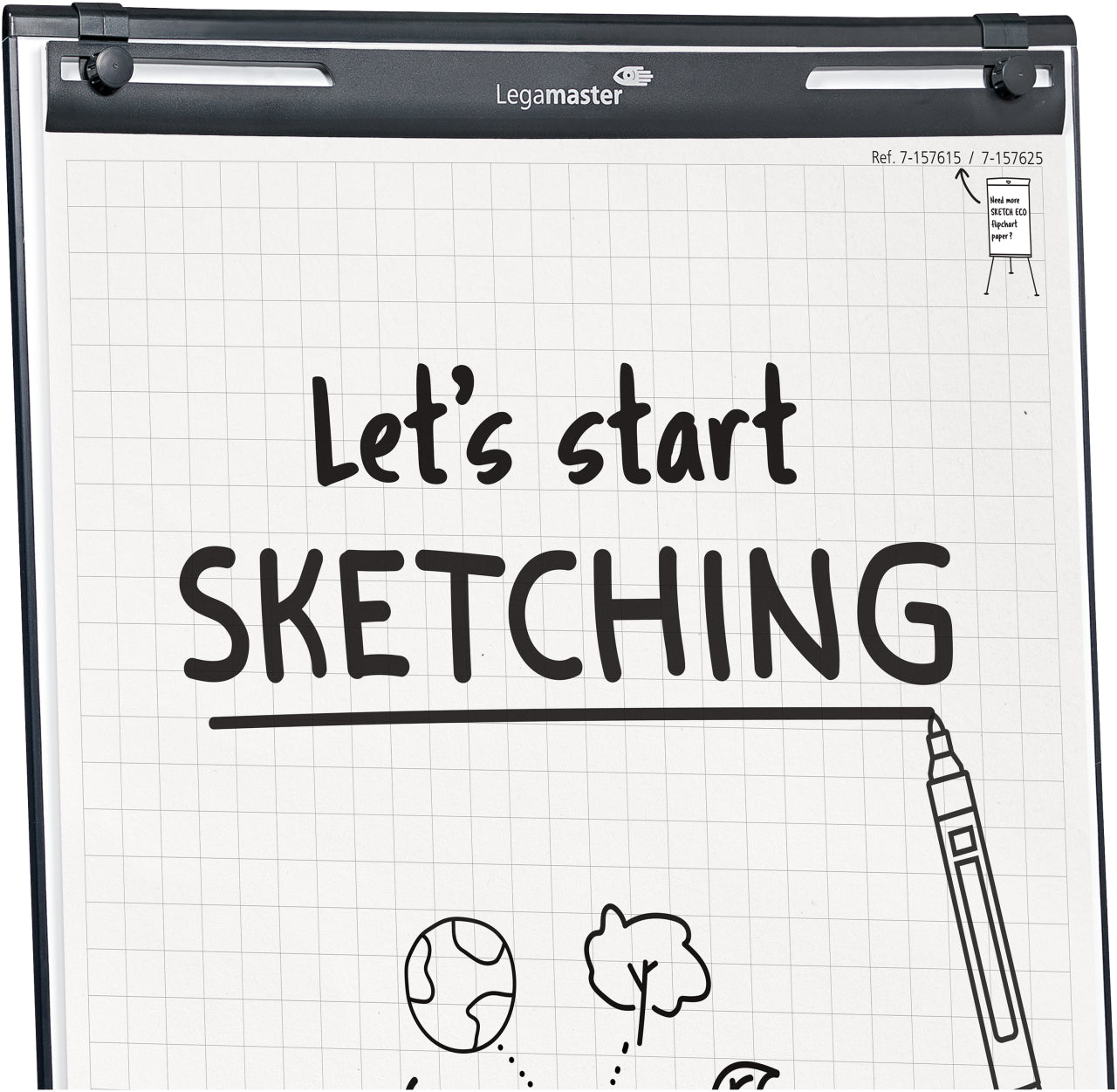 Legamaster Sketch Easy Flipchart Schwarz – Dreibein Stabil, 187 cm