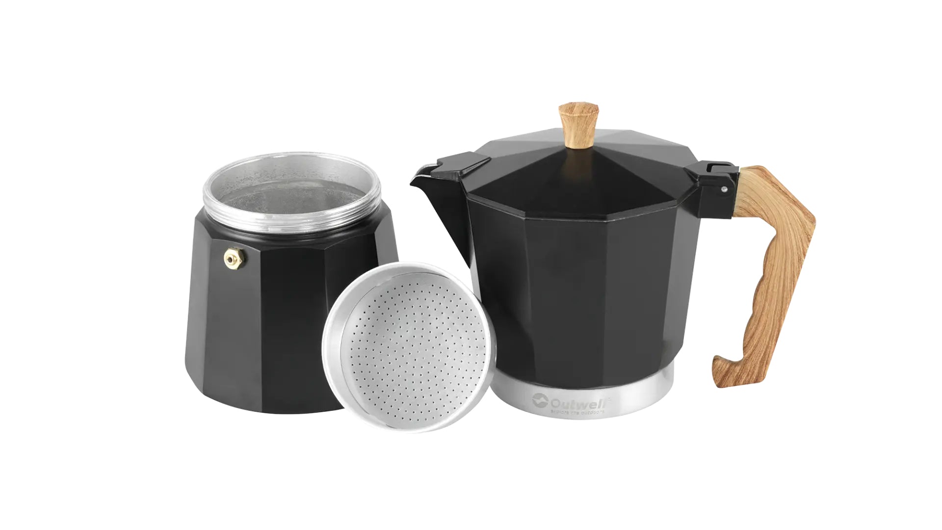 Outwell Espressomaschine (Siebträger) – für Gasherde, 0,45 l, Schwarz, 18,5 × 21,5 × 11,0 cm
