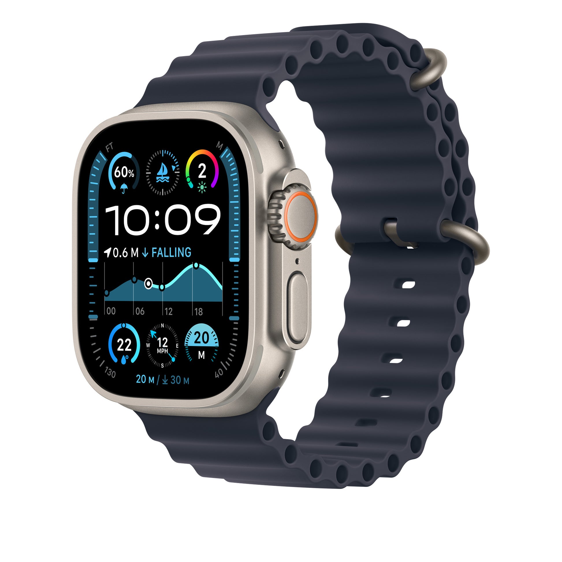 Apple Ocean Band Ext – Armband – für Apple Watch 49 mm, Marineblau, Elastomer (TPR)