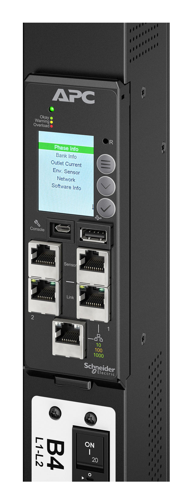 APC NetShelter Advanced – Rack-PDU Messgerät, 3-phasig, 42× IEC (C13/C15/C19/C21), 60 A, 0U vertikal