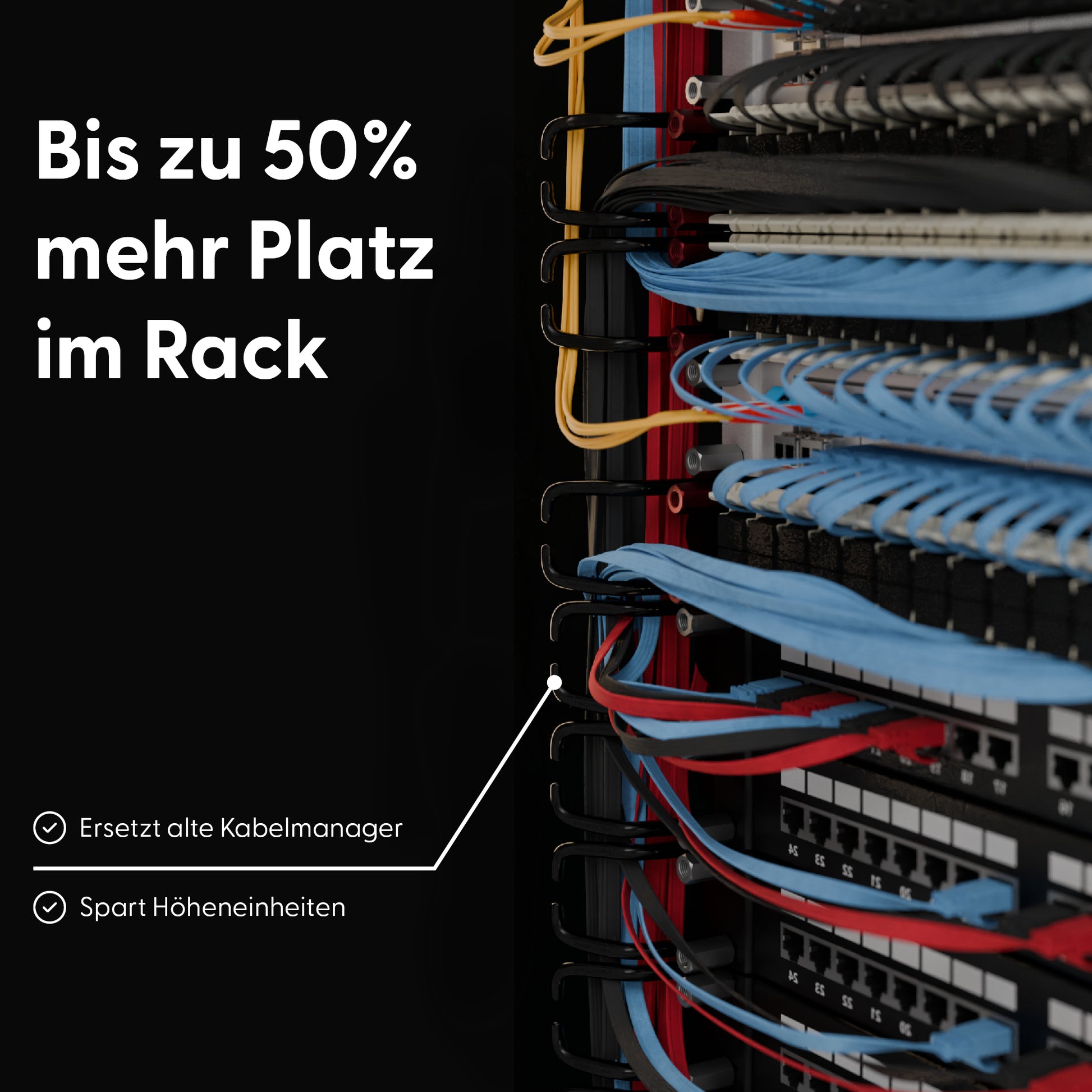 PATCHBOX PONECATCH – Kabelhalterung für 19" Rack, 4er-Pack, Schwarz