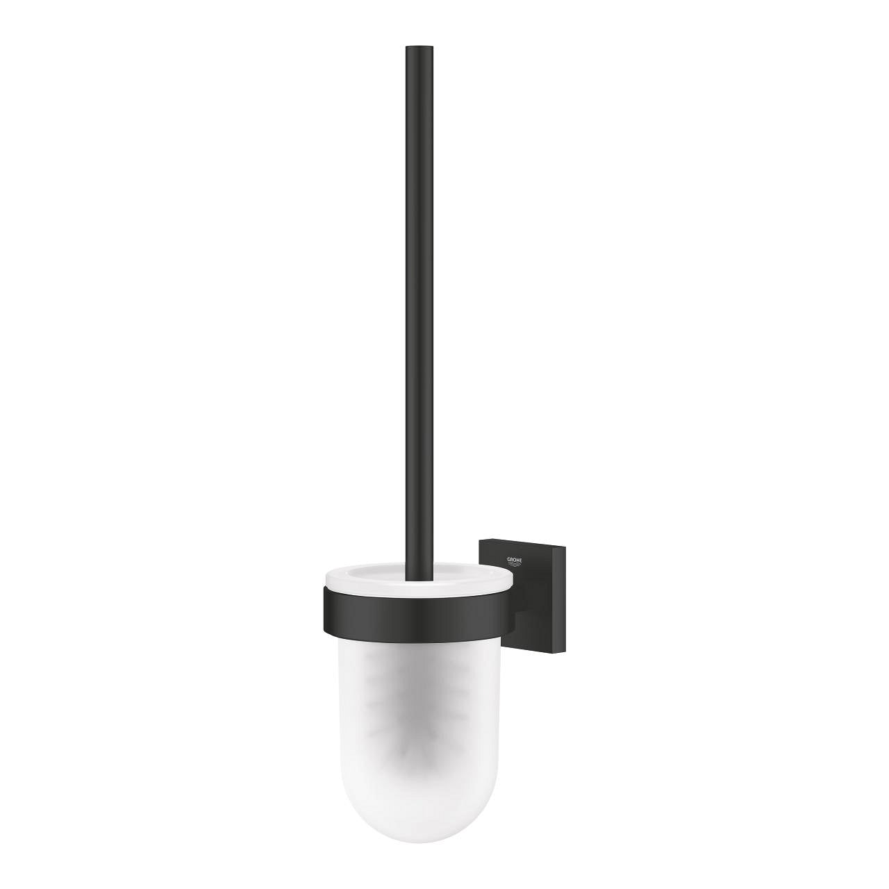 GROHE Start Cube – WC-Bürstenset – Metall matt, schwarz, wandmontiert, H 39,9 cm, Ø 14,5 cm