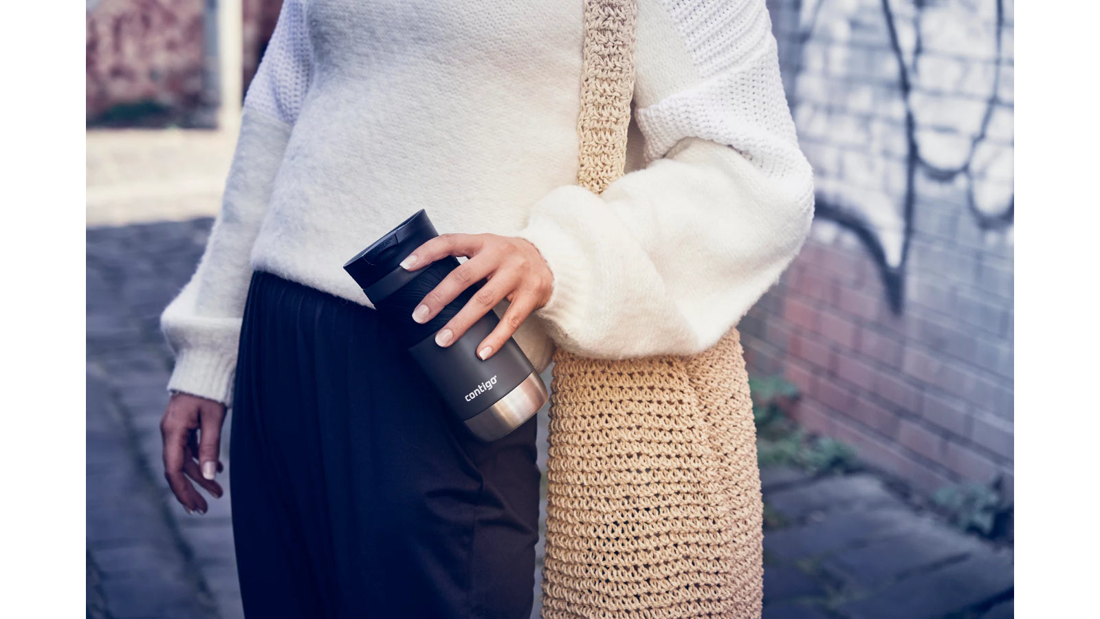 CONTIGO Byron 2.0 Thermobecher 470 ml – doppelwandig 6 h heiss/12 h kalt, Snapseal, Schwarz/Grau