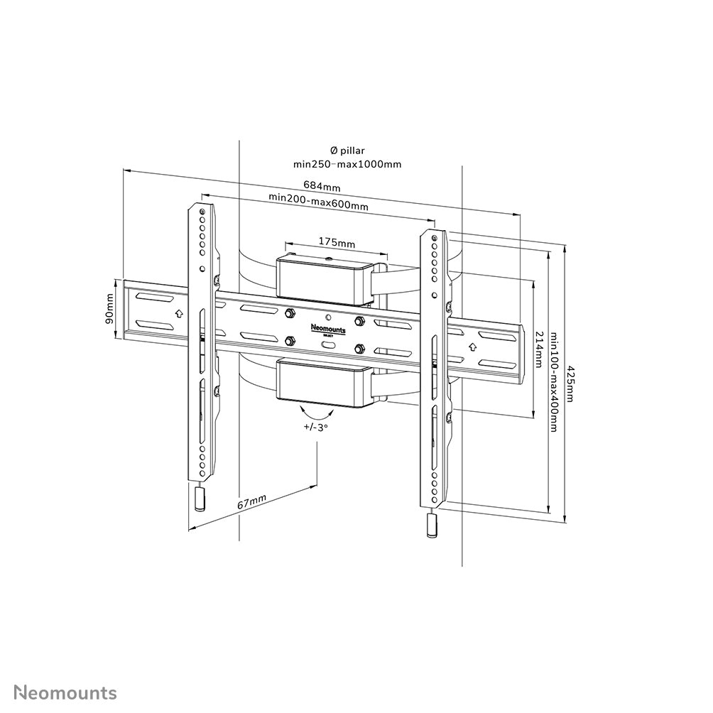 Neomounts WL30S-910BL16 – Wandhalterung, fix, für 44", VESA 200×100, bis 50 kg, schwarz
