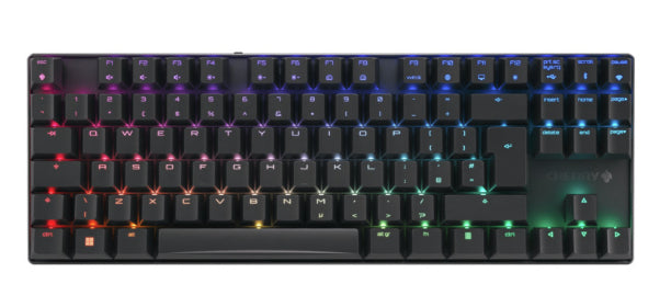 CHERRY MX 8.2 – Tastatur TKL – mechanisch – Bluetooth & 2,4 GHz (Nano-Empfänger) – QWERTY (Nordisch) – RGB