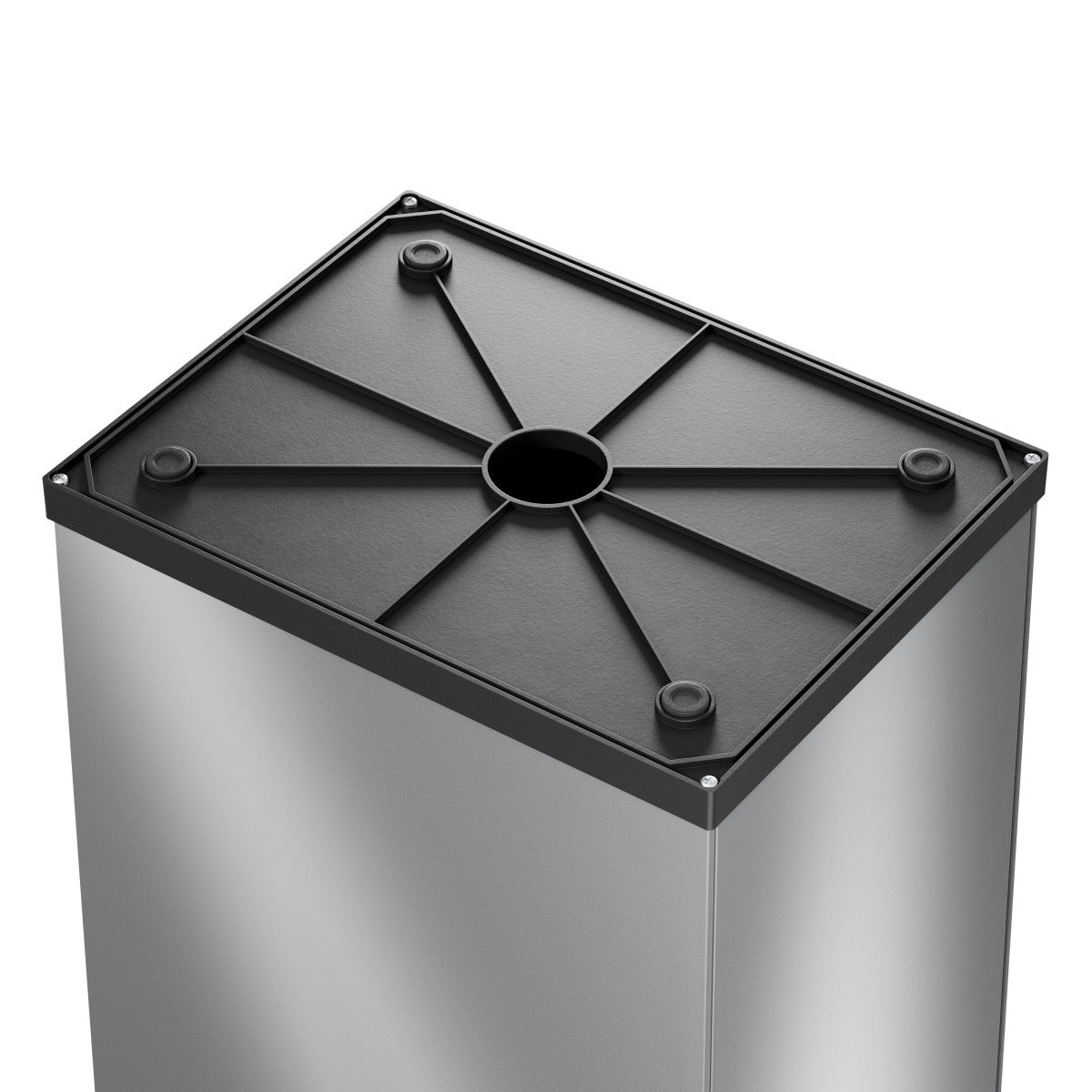 Hailo Abfallcontainer Big-Box Swing – 35 l – mit Deckel, Stahl, Silber – B × H × T 339 × 545 × 260 mm