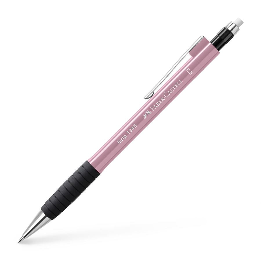 Faber-Castell GRIP 1345 Druckbleistift – 0,5 mm – Schwarz/Pink – Anti-Minenbruch – 1er-Pack