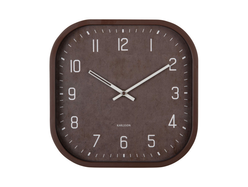 Karlsson Elemental Cuadrado Wanduhr – Analog, 30 × 30 × 4 cm, braun, Kunststoff