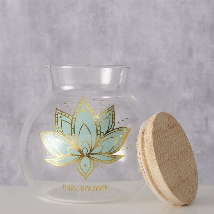 Boltze Vorratsdose 1 l, Ø 13 × 13 cm, Glas/Bambus/Silikon, Transparent