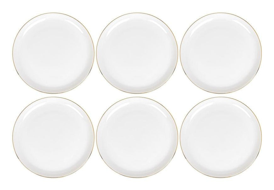 Furber. Furber Teller – 6er Set, Ø 26,5 cm, Knochenporzellan, Weiss/Gold, spülmaschinenfest