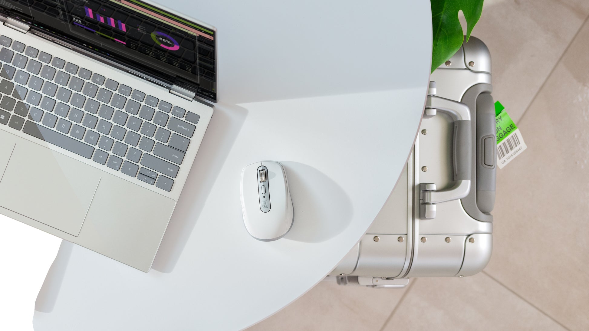 Logitech MX Anywhere 3S – Mobile Maus, rechts, Laser, 8000 DPI, Leises Klicken, Grau/Weiss