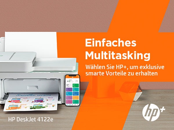HP DeskJet 4122e – Farbtintenstrahl-Multifunktionsdrucker, A4, 4-in-1, Duplex, ADF, WLAN, AirPrint, Mopria