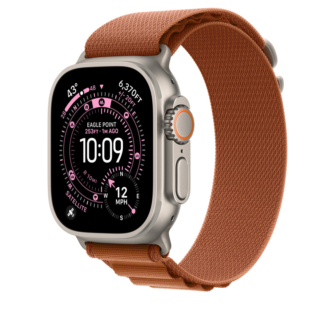 Apple Alpine Loop Natural Titanium Finish – Armband – für Apple Watch 49 mm, Terra Cotta, Grösse M, Titan