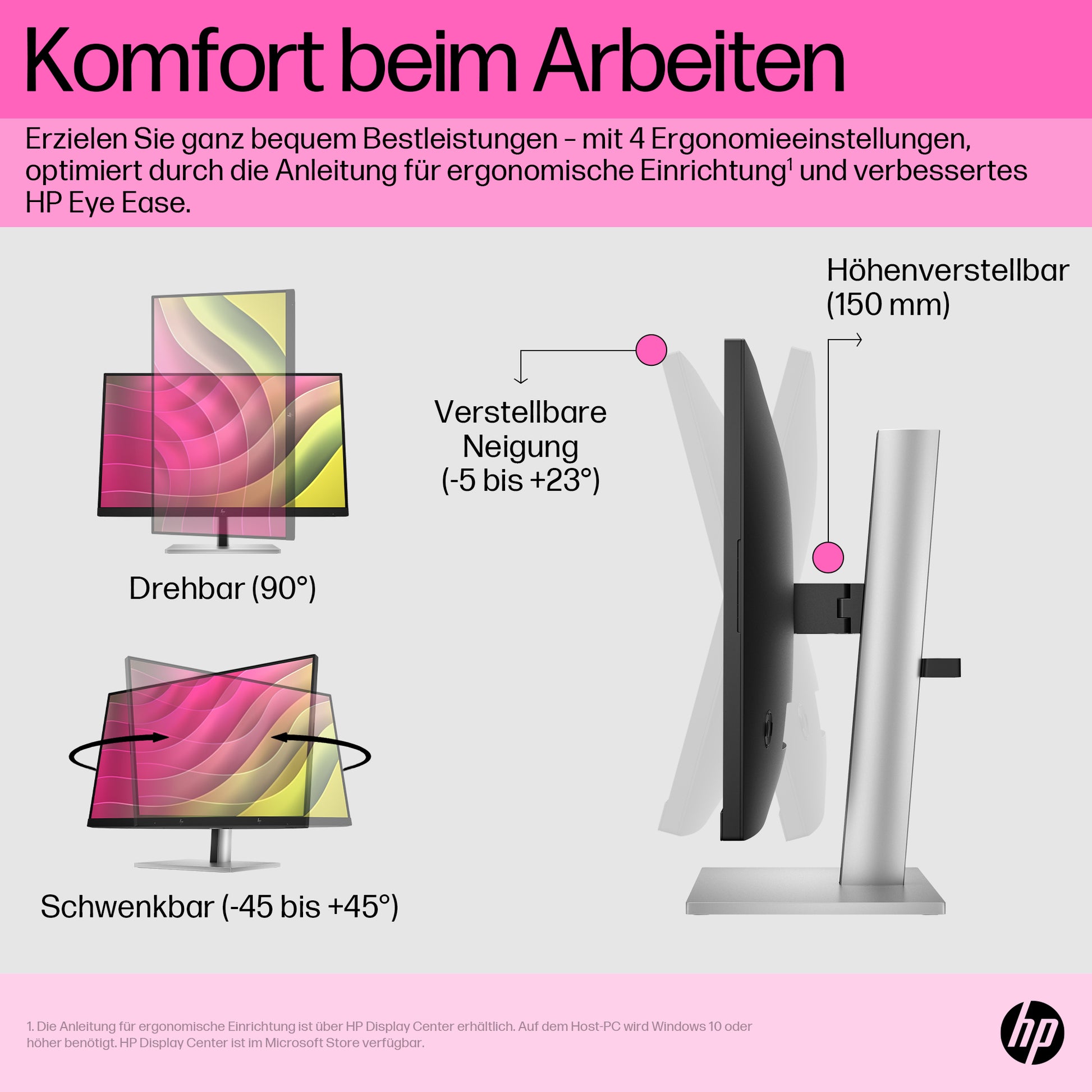 HP E24t G5 – Monitor, 23,8", 1920 × 1080 (Full HD), Touch, Schwarz