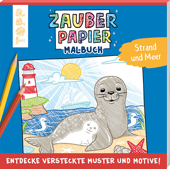 TOPP Verlag Malbuch Zauberpapier Strand – 21 × 21 cm – 48 Seiten – ab 5 Jahren
