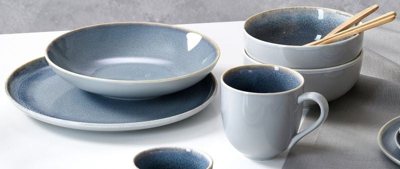 Ritzenhoff & Breker Speise-Service Skagen – Set 12-teilig, Ø 26,5 cm, Porzellan, Grau, spülmaschinenfest