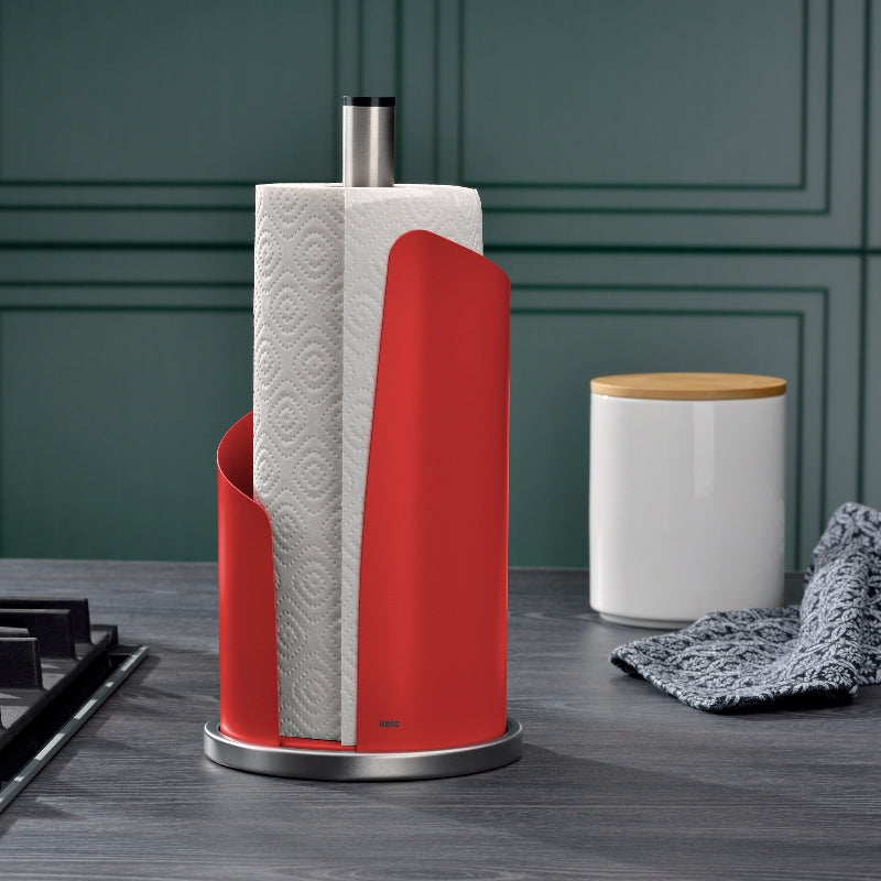 Kela Küchenrollenhalter Metall, Ø 15 × 32 cm, rot