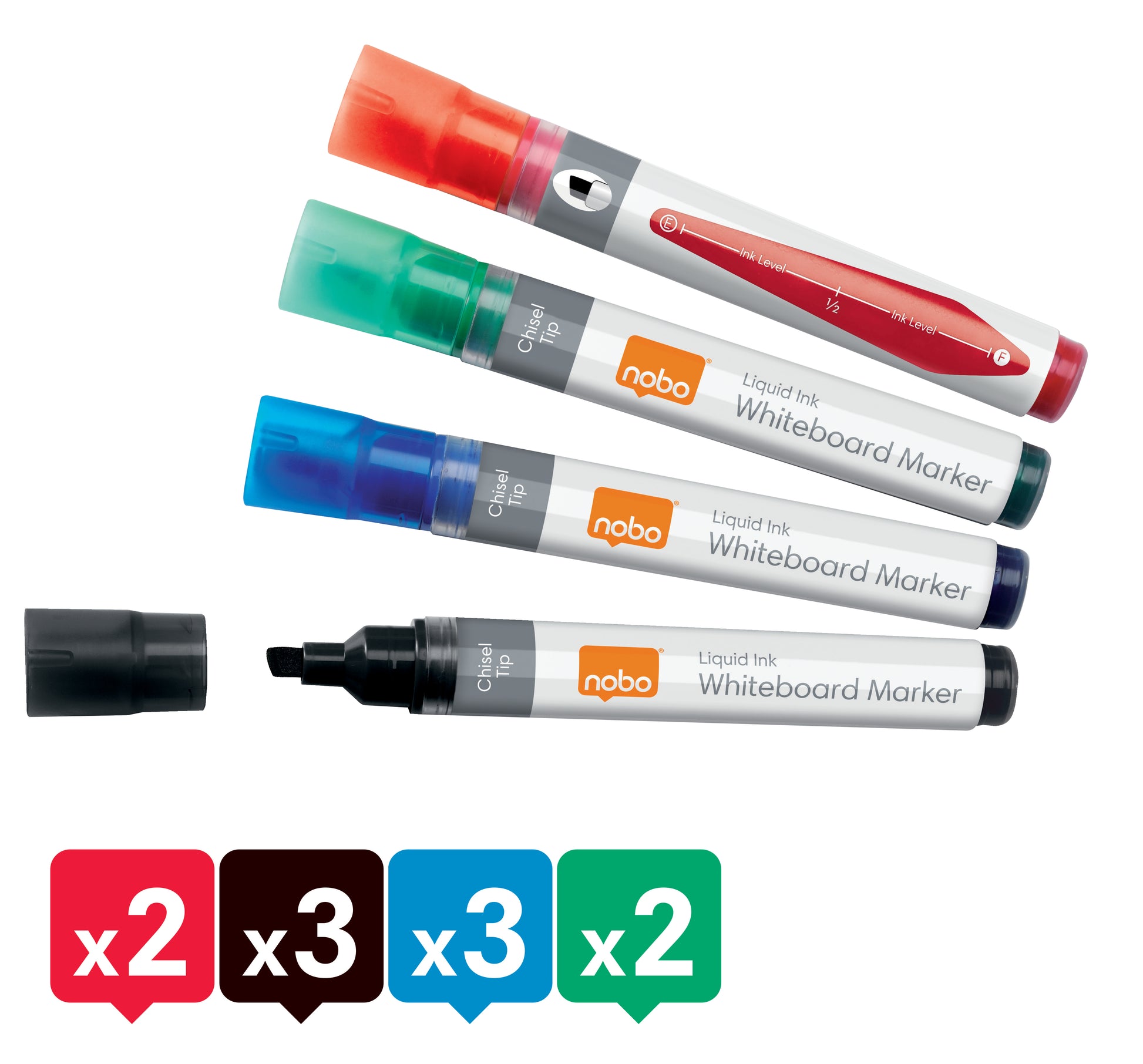 Nobo Whiteboard-Marker – 10 Stk., trocken abwischbar – für Whiteboards, Flipcharts/Papier, OHP-Folien