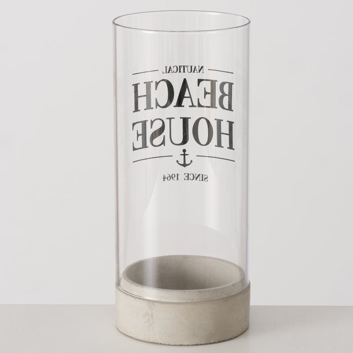 Boltze Windlicht – Glas & Stein, transparent – Ø 10 × 23,5 cm