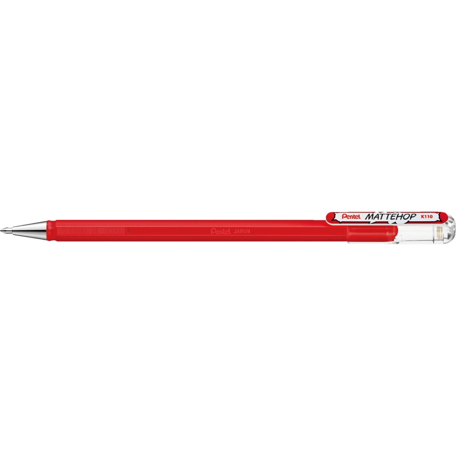 Pentel Mattehop K110-VBX Gelschreiber, Kappe – Rot, Spitze 1 mm, wasserfest, pigmentbasiert