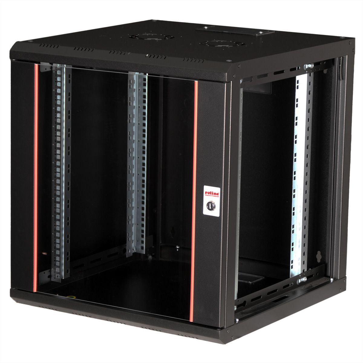 ROLINE Pro – 19" Wandverteiler 12U, IP20, abschliessbar, 600 × 600 × 640 mm, schwarz, Stahl