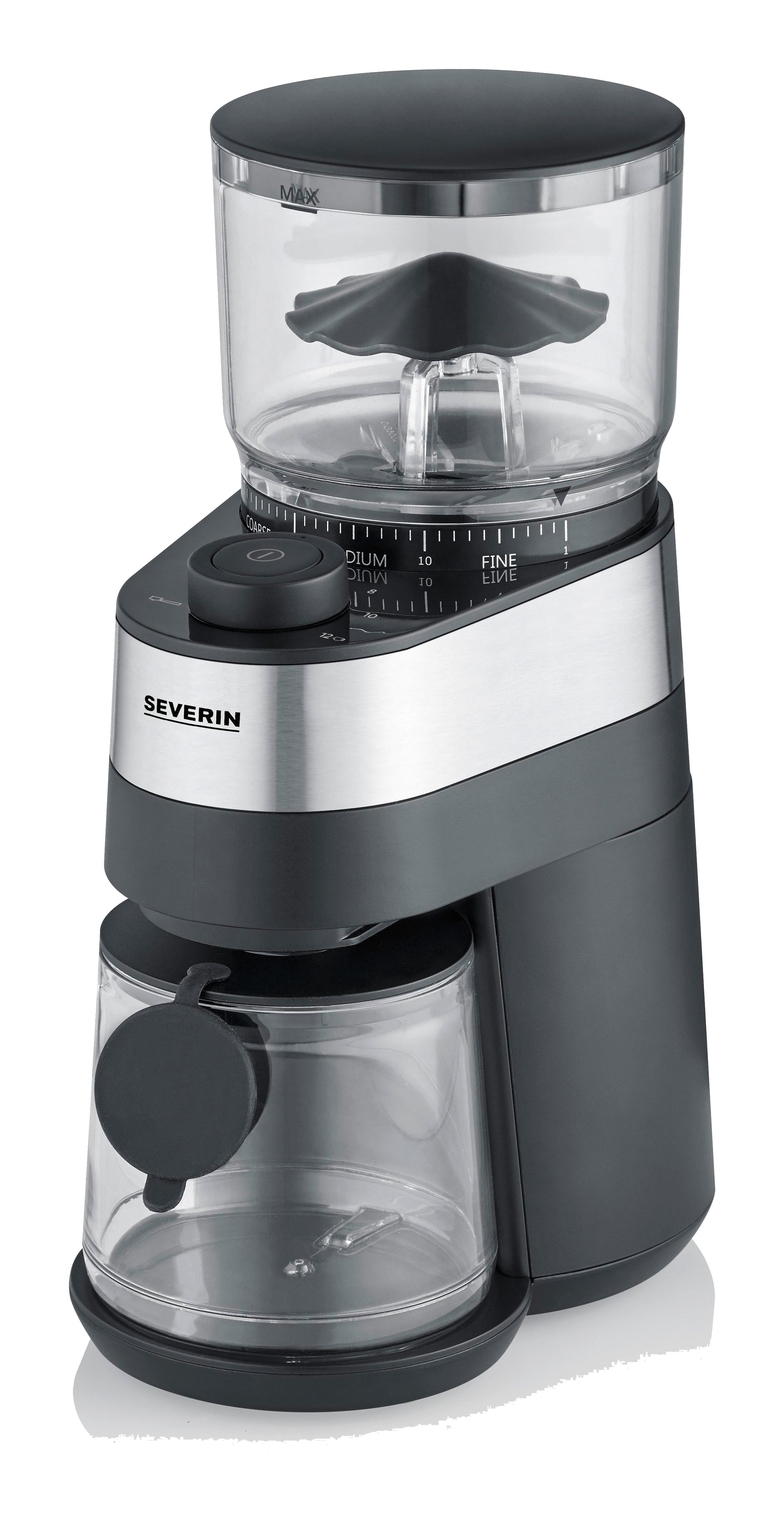 Severin Kaffeemühle KM3880 – 240 g, Scheibenmahlwerk, 140 W – Schwarz/Edelstahl