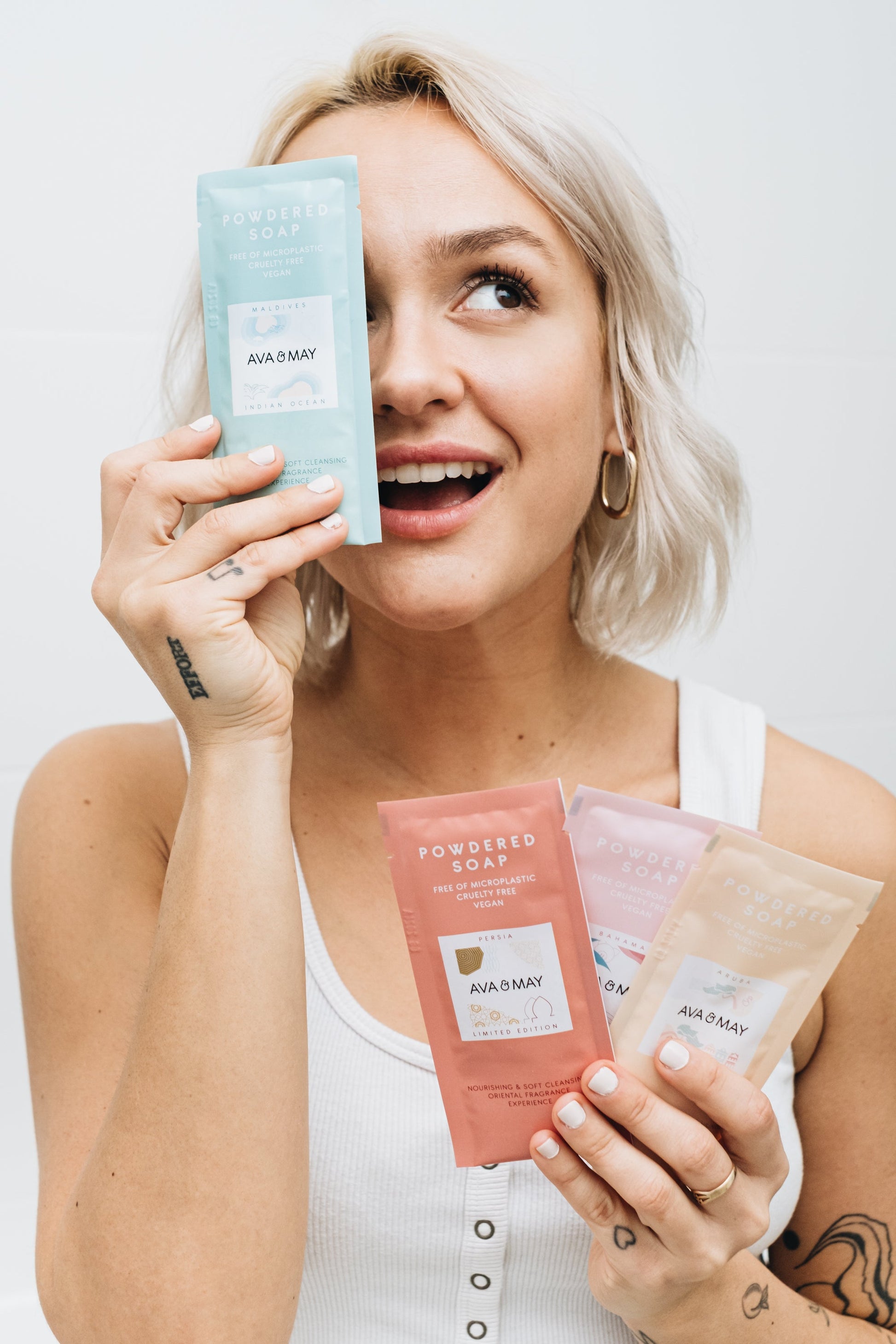AVA & MAY Seifenpulver-Set – 4-teilig, gemischt, 60 g, Nachfüllbeutel