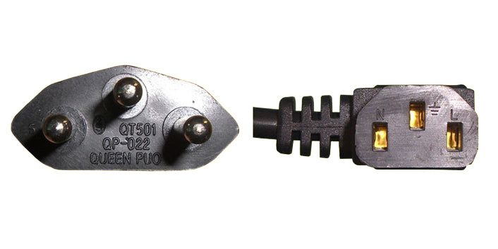 Diggelmann Netzkabel, T12 auf IEC C13, 90° abgewinkelt, 8 m, Schwarz, SPCABI10-8