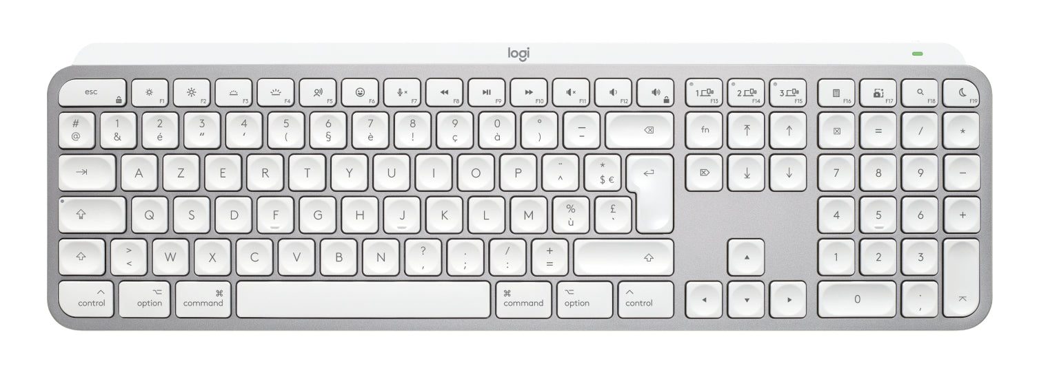 Logitech MX Keys S Für Mac – Tastatur, Kabellos (Bluetooth/2,4 GHz), FR-Layout (FR), Weiss – für macOS