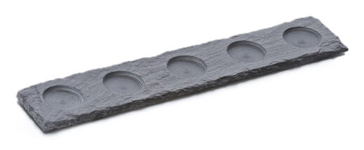 Balthasar Kerzenständer – für 5 Teelichter – Naturschiefer, Schwarz – 36 × 6 × 7 cm
