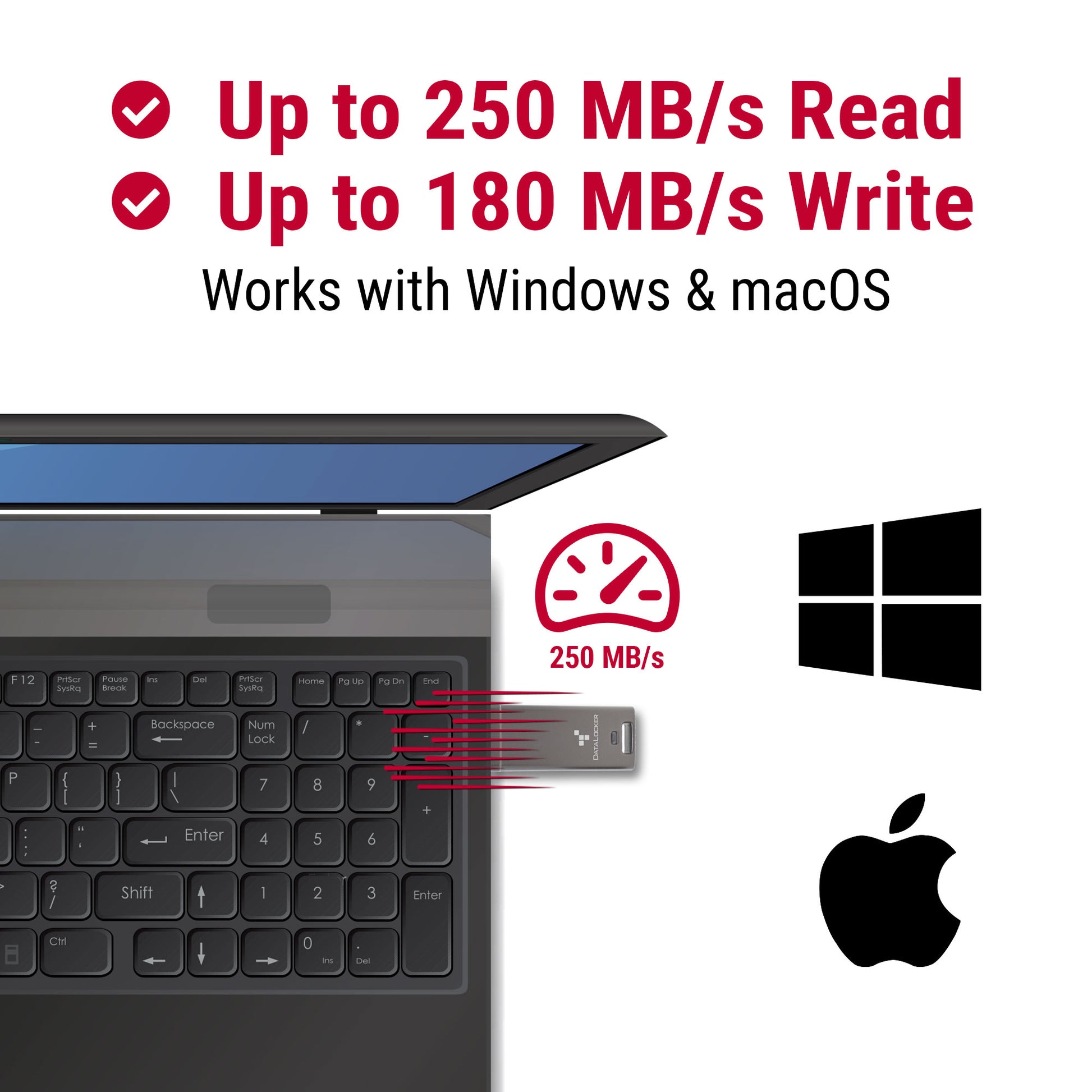 DataLocker DL GO USB-Stick 16 GB – USB-A 3.2 Gen 2, 160/120 MB/s, AES-256, FIPS 197, IP68, mit Kappe, Grau