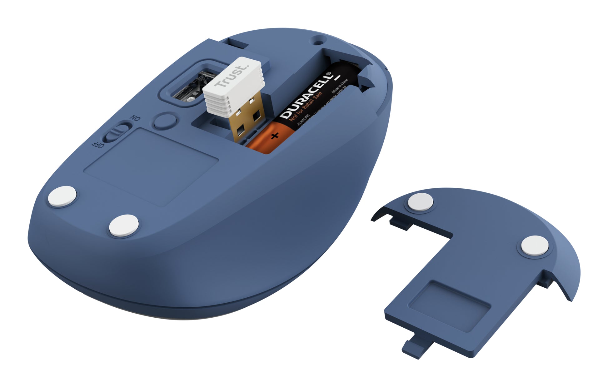 Trust Yvi+ multi Device – Maus – Kabellos (Bluetooth/2,4 GHz), 1600 DPI, beidhändig, Blau