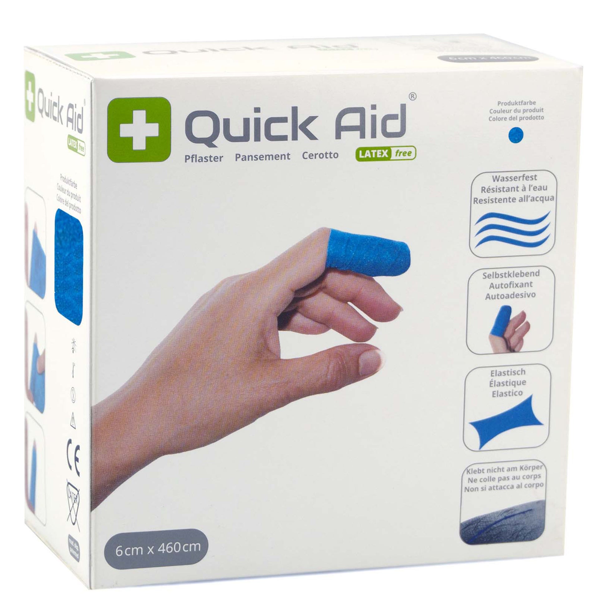 Quick Aid Pflasterrolle – 60 mm × 4,6 m, zuschneidbar, blau
