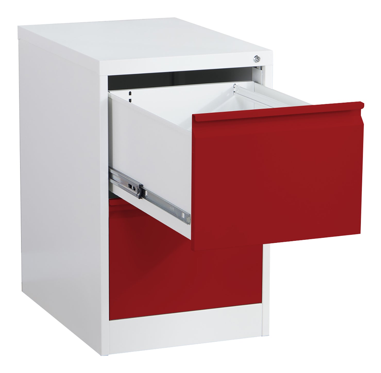Phoenix Safe Co. FC1002GRK – Aktenschrank, 2 Schubladen, abschliessbar, Stahl, 450 × 620 × 725 mm, Rot/Grau