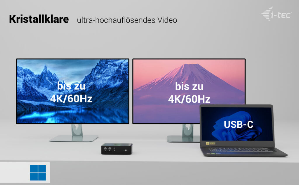 i-tec Quattro Display DS Dockingstation – Thunderbolt 5, 2× HDMI, 4× USB-A, 1× USB-C, 140 W PD, 2,5GbE