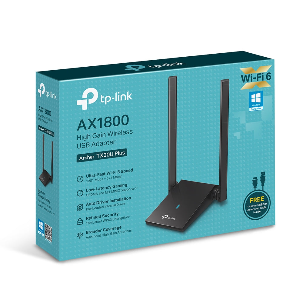 TP-Link USB-WLAN-Adapter – Wi-Fi 6 (802.11ax), bis 1800 Mbit/s, USB 3.2 Gen 1 – für PC