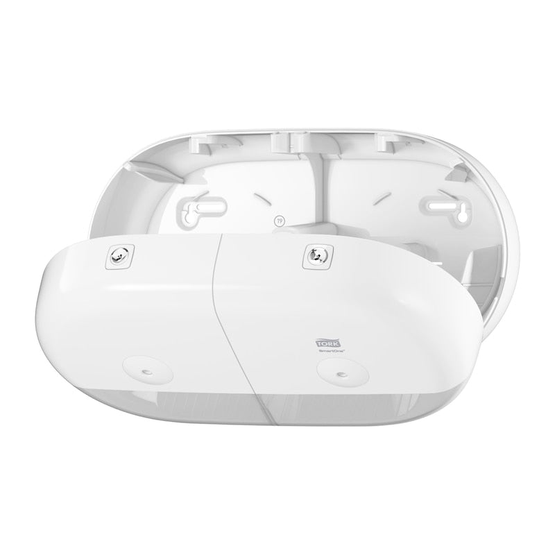 Tork SmartOne Twin Mini – Toilettenpapierspender – Kunststoff, Weiss, abschliessbar, 15,6 × 39,8 × 22,1 cm