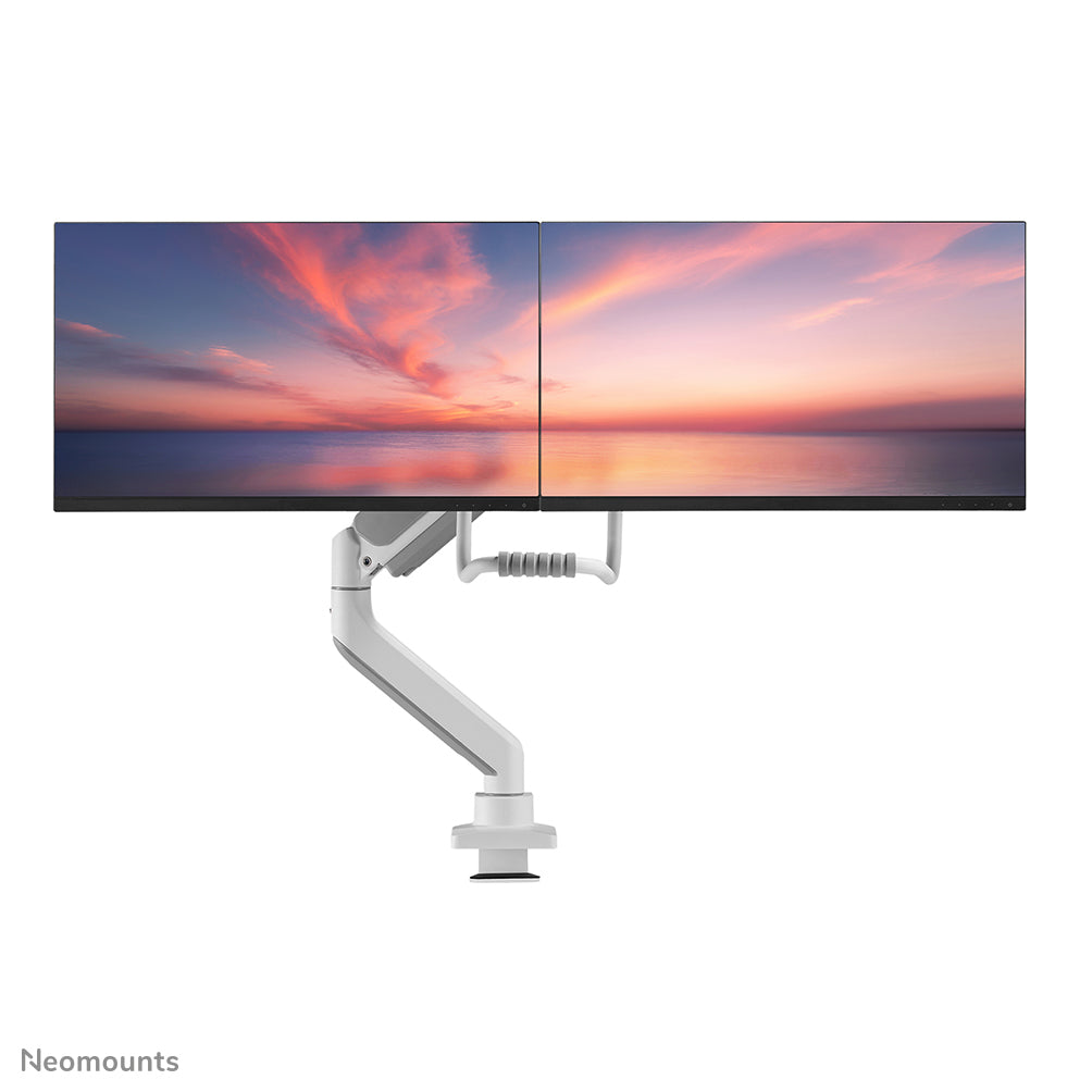Neomounts DS75-450WH2 – Monitorarm, Dual, Tischklemme, bis 32", VESA 75 × 75/100 × 100 mm, 8 kg, weiss