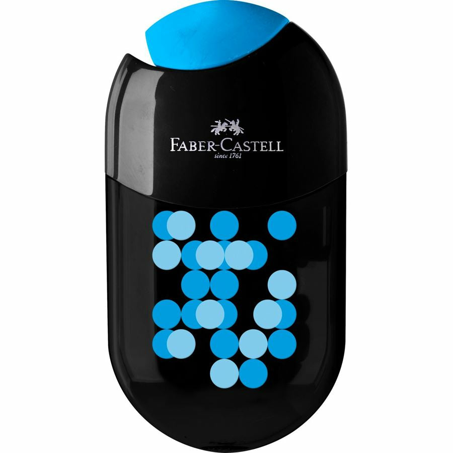 Faber-Castell Spitzer – manuell, 2-Loch, mit Behälter, für Blei- & Buntstifte 8 & 11 mm, Kunststoff