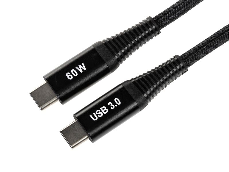 ONIT USB-C auf USB-C Kabel – USB 3.2 Gen 1 (5 Gbit/s) – 0,1 m – PD 60 W – Textilmantel, verstärkt – Schwarz