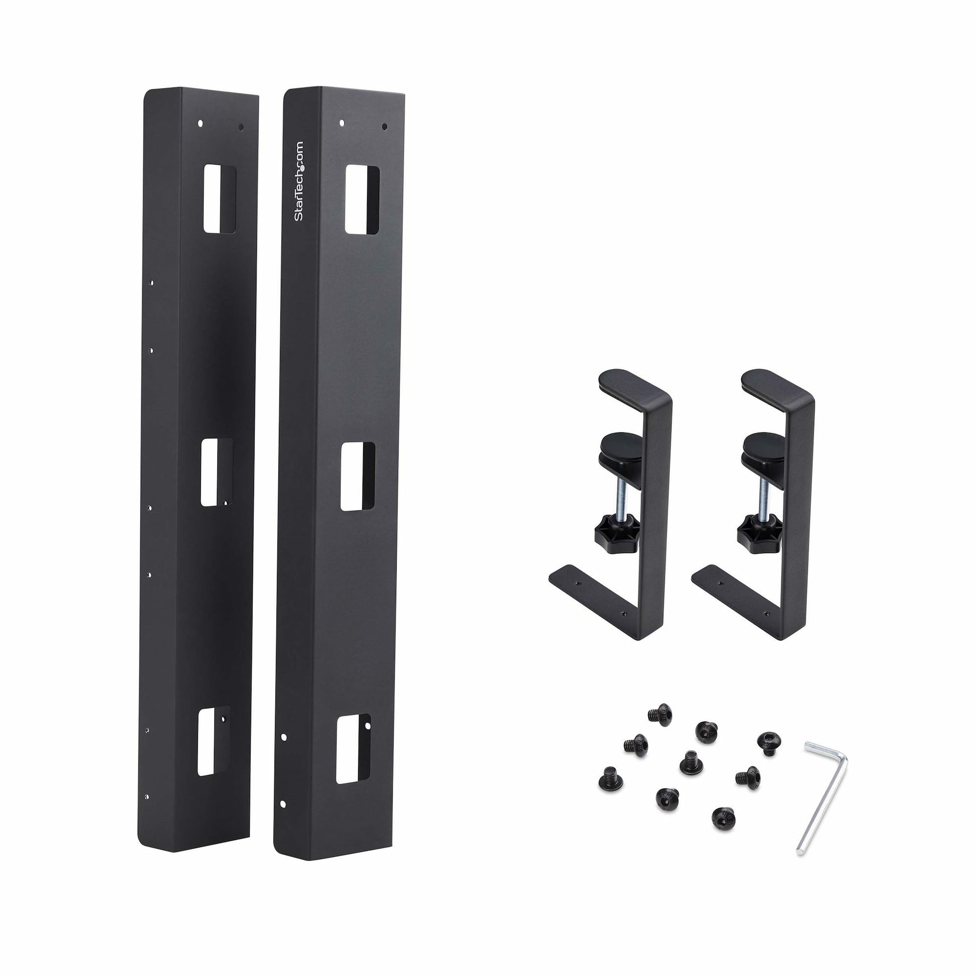 StarTech.com Untertisch-Kabelwanne – 105 × 80 × 207 mm – Stahl – Schwarz, ohne Bohren, 5 kg Traglast